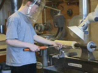 Using the wood turning lathe